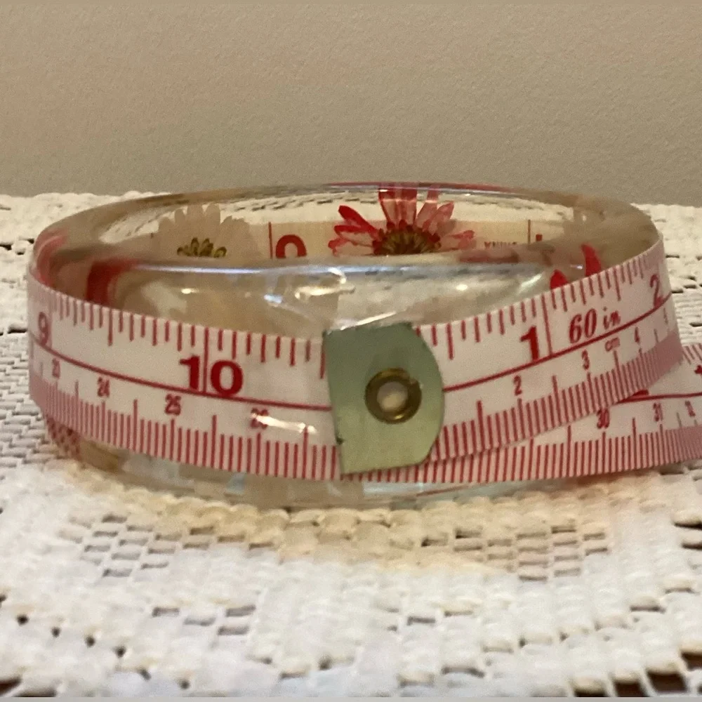 Lucite Bangle Flower Bracelet - Picture 5 of 8